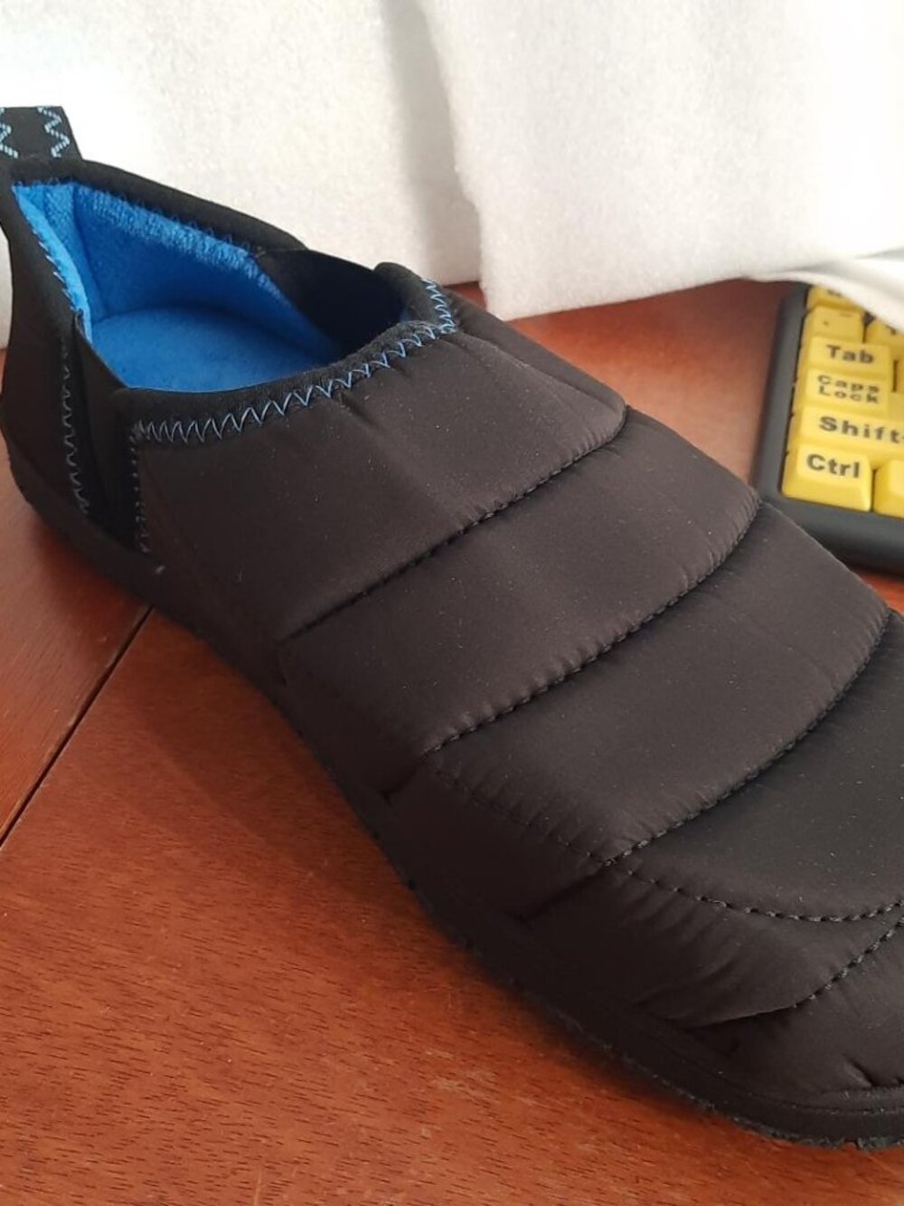 NEW ! Men Longbay Memory Foam Slippers Slip Black Size 10